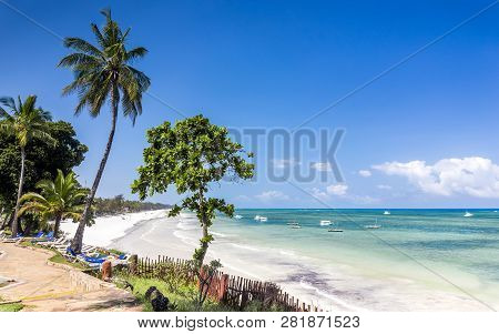 Amazing Diani Beach Seascape With White Sand And Turquoise Indian Ocean, Kenya