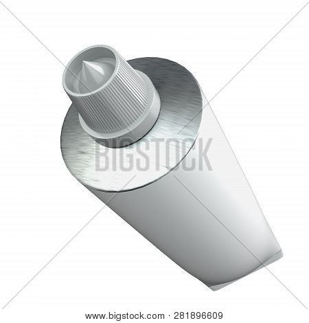 White Ointment Tube Isolated On White Background. Perspective View.