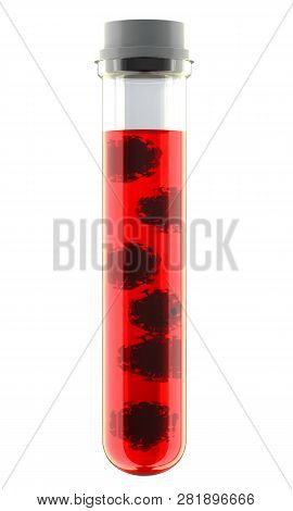3d Render Of A Contaminated With Viruses Blood Sample In A Test-tube Isolated On White Background