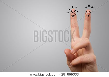Waggish happy fingers with team building concept