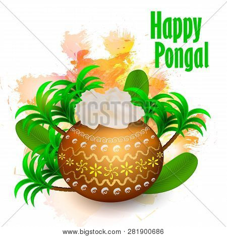 Happy Pongal Holiday Illustration Background. Vector Illustraition
