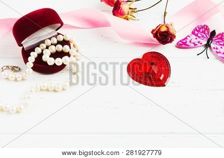 Spring Time Womans Background For Woman's Or Valentine's Day With Copy Space