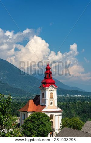 Vertical View Of The Beautiful St. Janez Church Near Bled Slovenia