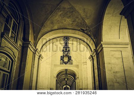 Ancient Arches In Lisbon, Detail Of Ancient Architecture