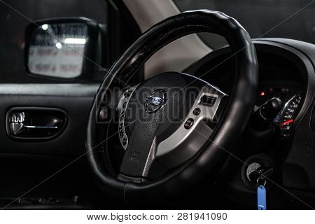 Novosibirsk, Russia -february 01, 2019:  Nissan Xtrail, Close-up Of The Dashboard, Speedometer And T