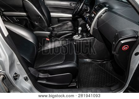 Novosibirsk, Russia -february 01, 2019:  Nissan Xtrail, Close-up Of The Dashboard, Speedometer, Seat