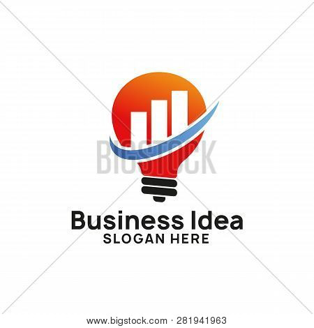 Business Creative Idea Logo Design Template With Chart And Arrow Illustration. Bulb Icon Symbol Desi