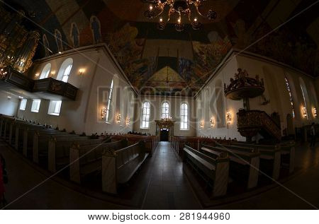 Oslo Cathedral or The Domkirken church, main church for Church of Norway. June 17,2018. Oslo,Norway