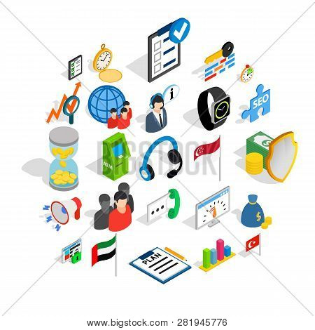 Industrial Tycoon Icons Set. Isometric Set Of 25 Industrial Tycoon Icons For Web Isolated On White B