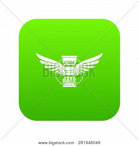 Percussion Instrument Icon Green Isolated On White Background