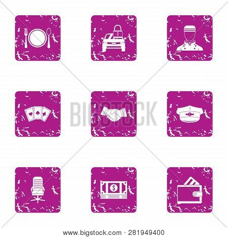 Parlay Icons Set. Grunge Set Of 9 Parlay Icons For Web Isolated On White Background