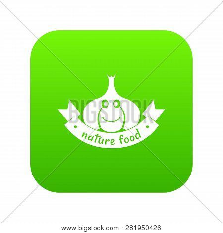 Garlic Icon Green Isolated On White Background