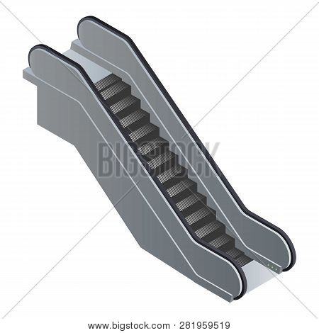 Escalator Icon. Isometric Of Escalator Vector Icon For Web Design Isolated On White Background