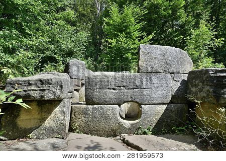 Unfinished Or Destroyed By Time Dolmen In The Valley Of The River Zhane In The Mountains Of Gelendzh