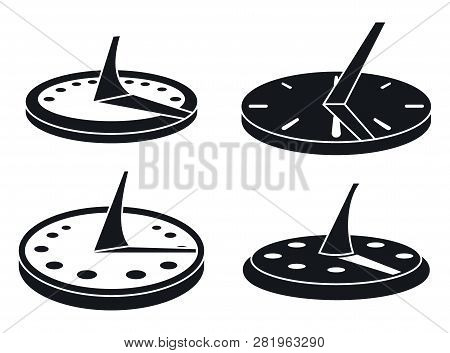 Old Sundial Icons Set. Simple Set Of Old Sundial Vector Icons For Web Design On White Background