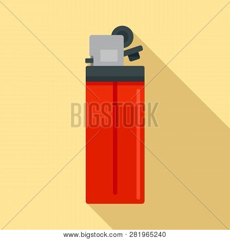 Plastic Cigarette Lighter Icon. Flat Illustration Of Plastic Cigarette Lighter Vector Icon For Web D