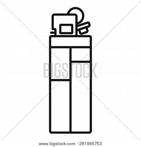 Plastic Cigarette Lighter Icon. Outline Plastic Cigarette Lighter Vector Icon For Web Design Isolate
