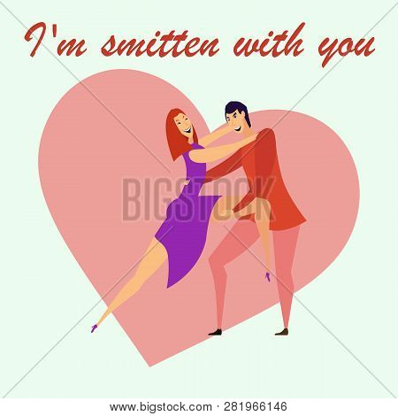 Greeting Card With Lovers. Young Men And Women Characters