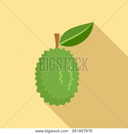 Whole Raw Durian Icon. Flat Illustration Of Whole Raw Durian Vector Icon For Web Design