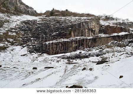 View Of Cheddar Gorge On A Snowy Day