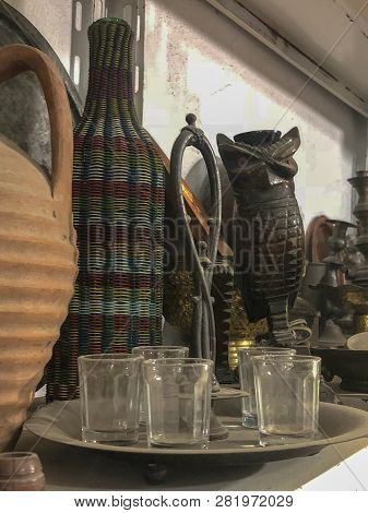 Kruje, Albania - June 2018: Traditional Ottoman Market In Kruja, Birth Town Of National Hero Skander