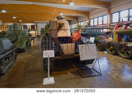 Parola, Finland - June 10, 2017: In The Main Hall Of The Tank Museum Of Parola
