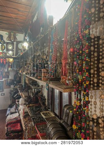 Kruje, Albania - June 2018: Traditional Ottoman Market In Kruja, Birth Town Of National Hero Skander