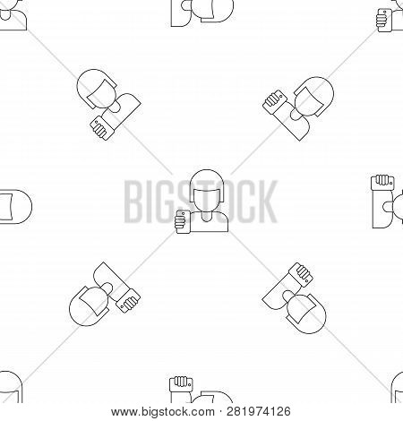 Woman Take A Selfie Pattern Seamless Vector Repeat Geometric For Any Web Design