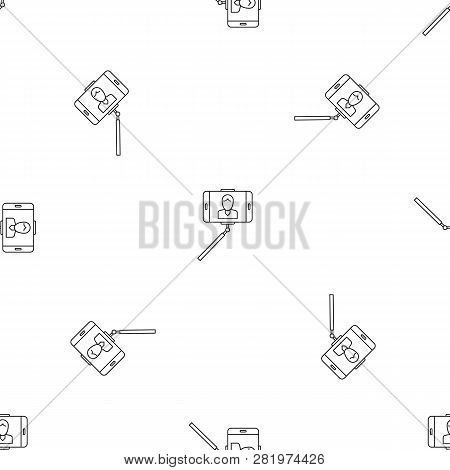 Man Take Selfie Monopod Pattern Seamless Vector Repeat Geometric For Any Web Design