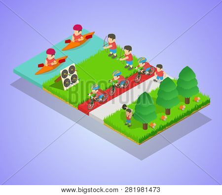 Sport Park Concept Banner. Isometric Banner Of Sport Park Vector Concept For Web, Giftcard And Postc