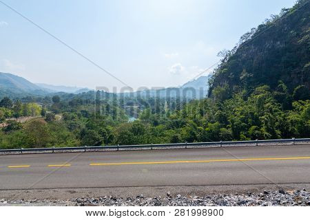 Beautiful Blue Sky View Of Vajiralongkorn Dam At Kanchanaburi, Thailand