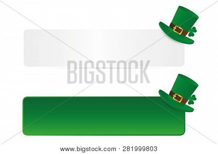 Green And White St. Patricks Day Paper Label With Hat And Clover Vector Illustration Eps10