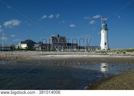 Sandy Beach Beside Scituate Harbor Lighthouse Is A Welcome Attraction For Many Tourists In Massachus