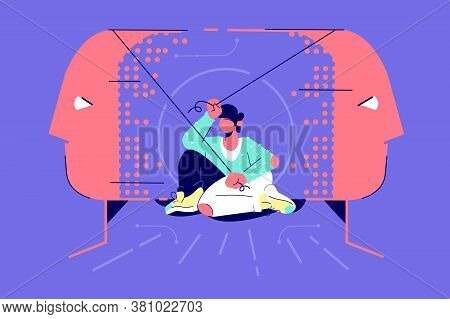 Mind Games Effect Illustration. Paradigm Shift Changing, Rethink Idea Perception Flat Style Design. 