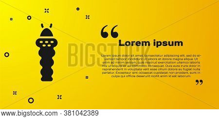 Black Larva Insect Icon Isolated On Yellow Background. Vector