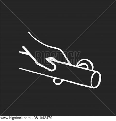 Handrails Chalk White Icon On Black Background. Stairs Railing System. Modern Wall Mounted Handrails