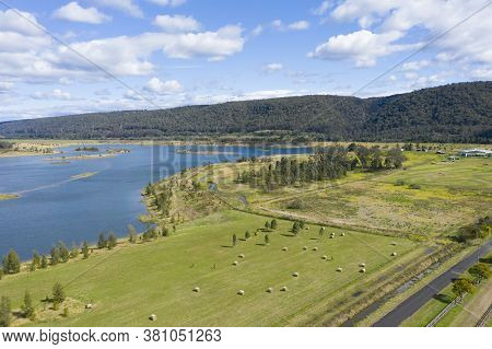 Aerial Photograph Of A Large Fresh Water Reservoir Near Castlereagh In New South Wales In Regional A