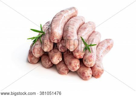 Pork  Sausages Chipolatas Isolated On White Background