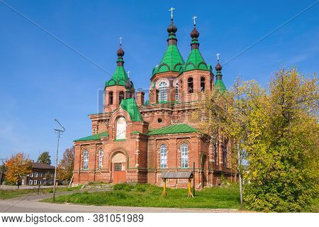 The Old Church Of The Tikhvin Icon Of The Mother Of God In Makaryev On A Sunny September Day. Kostro