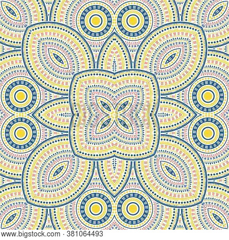Modern Victorian Majolica Tile Seamless Rapport. Ethnic Geometric Vector Swatch. Rug Print Design. T