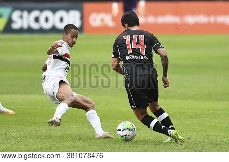 Rio, Brazil - August 16, 2020: Paulinho And German Cano Player In Match Between Vasco And Sao Paulo 
