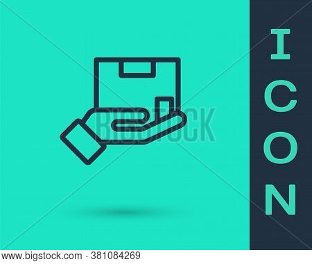 Black Line Delivery Insurance Icon Isolated On Green Background. Insured Cardboard Boxes Beyond The 