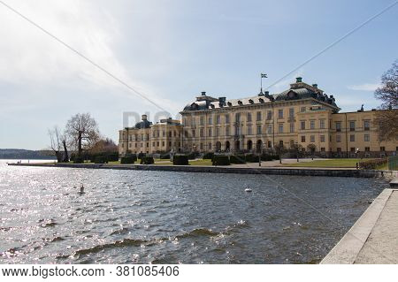 Drottningholm, Sweden - April 21 2019: The View Of Drottningholm Palace In A Sunny Day On April 21 2