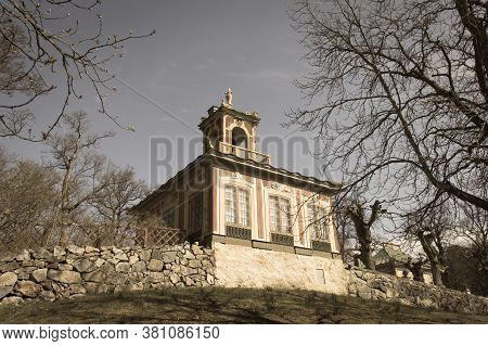 Drottningholm , Sweden - April 21 2019: The View Of The Confidence Of The Chinese Pavilion At The Ro