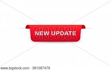 New Update Red Banner Ribbon. Label Icon, Top Bookmark. Vector On Isolated White Background. Eps 10
