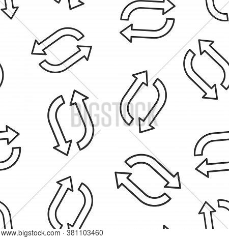 Arrow Rotation Icon In Flat Style. Sync Action Vector Illustration On White Isolated Background. Ref