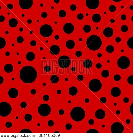 Ladybug Seamless Pattern. Lady Bug Background With Red And Black Colors. Ladybird Texture For Print.