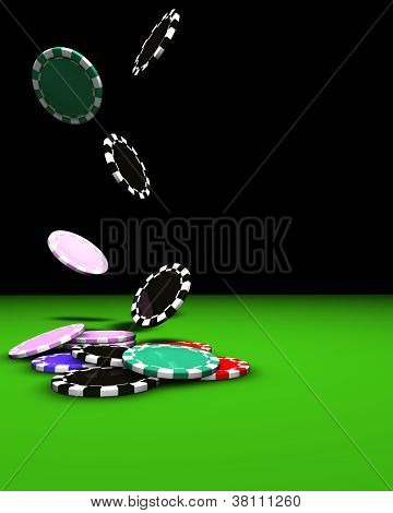 Poker Chips Falling