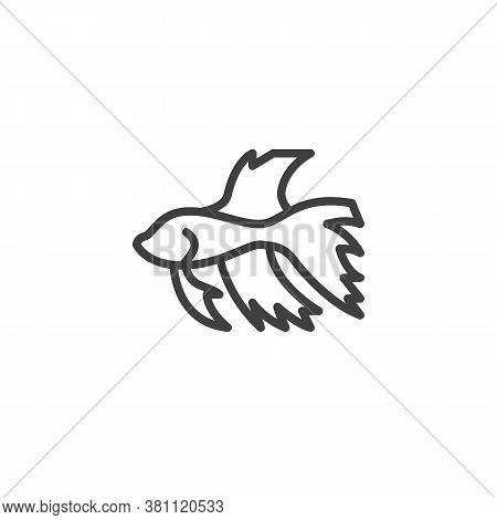 Siamese Fighting Fish Line Icon. Linear Style Sign For Mobile Concept And Web Design. Tropical Fish 