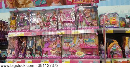 Russia, St. Petersburg, 10,11,2018 Barbie And Evi Dolls On Store Shelves